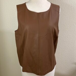 NWT Banana Republic faux leather‎ brown top back button Size Large